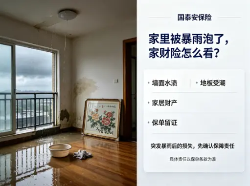 暴雨夜天花板渗水,家财险管吗?(图1) 暴雨夜天花板渗水,家财险管吗?(图1)
